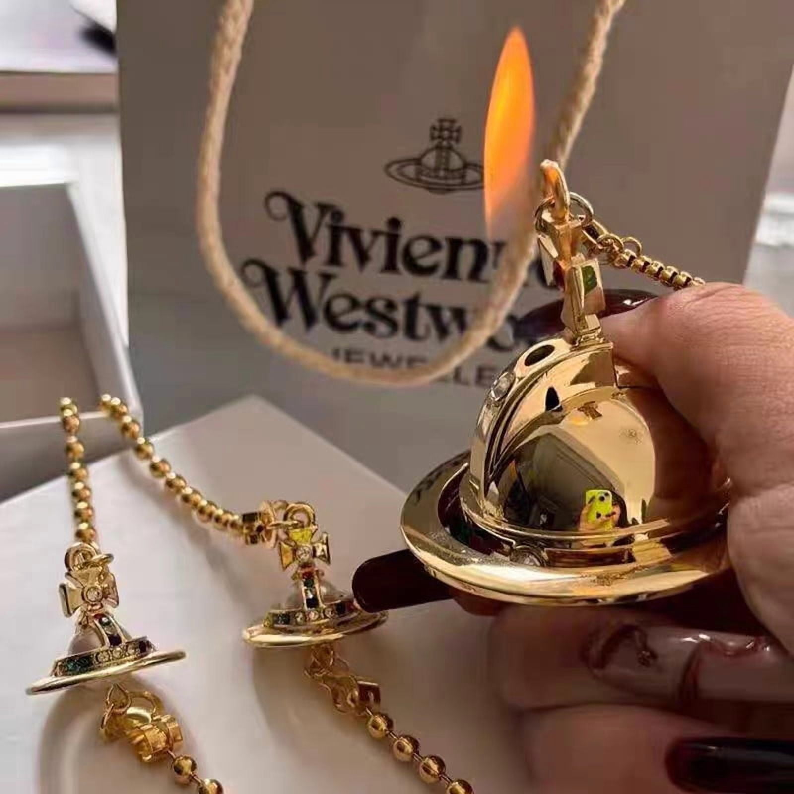 Vivienne Westwood Pendant Lighter Gas Lighters Two Orb Chains
