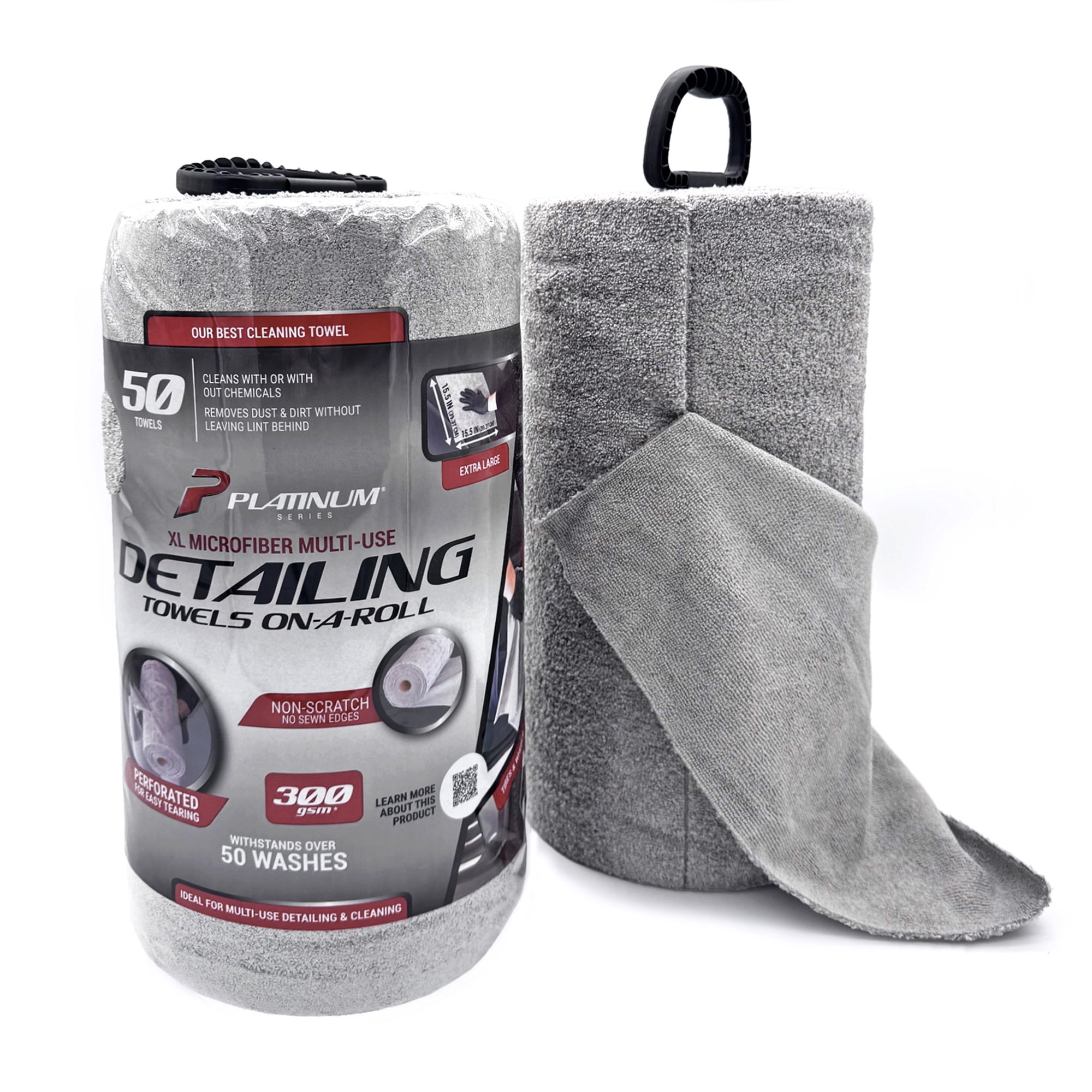 Platinum Series XL Multi-Purpose Microfiber Cleaning, Detailing Towels, 50 Count Roll