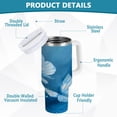 thumbnail image 4 of 30 oz Insulated Stainless Steel Tumbler Double Wall Stainless Steel Tumbler with 2-Way Drinking Abstract Blue and White Butterfly, 4 of 9