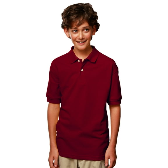 BlueGeneration Youth Short Sleeve Superblend Pique - Burgundy Medium Solid