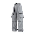 thumbnail image 3 of Men's Quick Dry Cargo Pants Trousers Joggers, Elastic Drawstring Waist Loose Straight, Lightweight Breathable Sun Protection, Outdoor Hiking Athletic Casual Daily, Summer, 3 of 9
