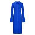 thumbnail image 5 of Lilgiuy Women's Autumn Long Sleeve V Neck Long Button Flare Sleeve Sweater Dress Blue 2022 Fall Winter, 5 of 5