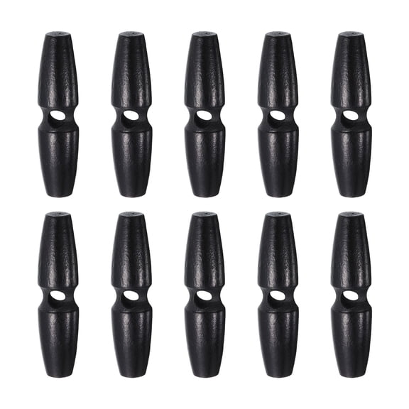 Uxcell 10pcs Wooden Toggle Buttons 60mm / 2.4" Single Hole Wood Olive Horn Sewing Buttons for Coat Sweaters Clothing DIY Craft, Black