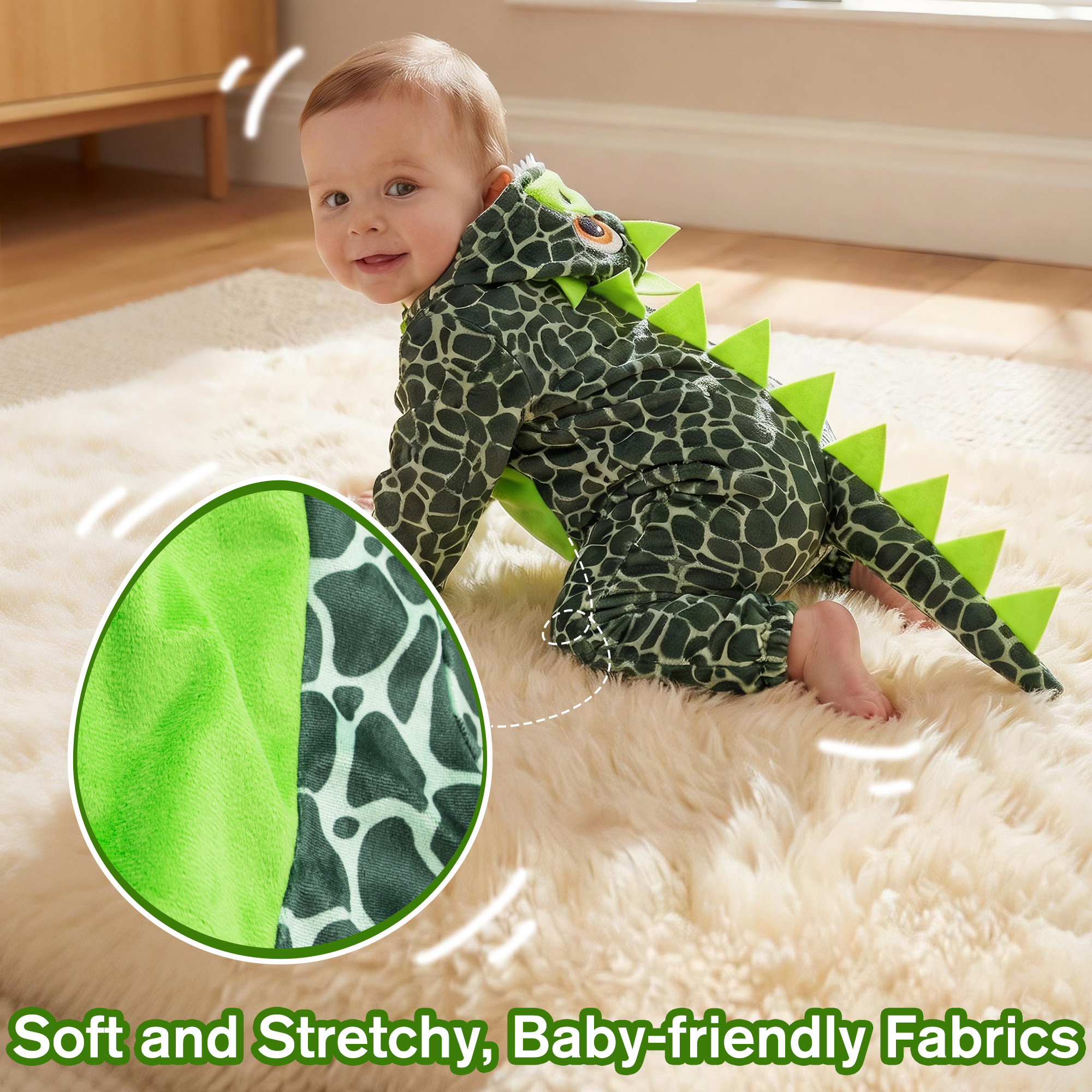 IKALI Baby Toddler Dinosaur Costume Onesie Pajamas photo 4
