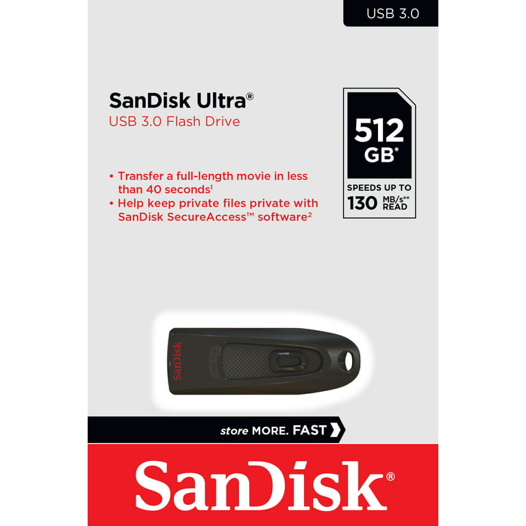 SanDisk Sdcz48-512g-aw46 130MB/s Ultra USB 3.0 Flash Drive, 512GB