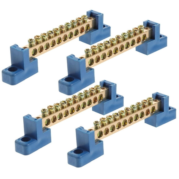 4pcs Distribution Terminal Bus Bar for Wiring Connection with 10 Holes and Plastic Insulated Base
