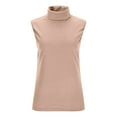 thumbnail image 4 of Tops Under $5 ! Yrmaups Women Mock Turtleneck Sleeveless Thermal Shirts Basic Casual Fleece Undershirt Soft Base Layer Underwear Tank Tops Slim Fitted Stretchy Layer Tee Shirts, 4 of 9