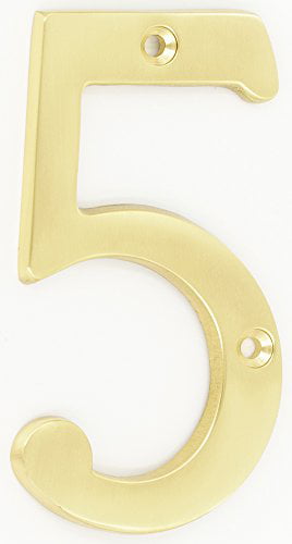 ZW Hardware A200 6 Inch Brass Bright Brass House Number 1