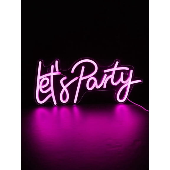 CHI-BUY 1PC Let's Party LED Neon Sign USB Powered Wall Neon Signs For Bedroom Home Wedding Party Decoration