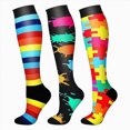 thumbnail image 5 of NOLDARES Compression Socks 20-30 mmHg Long Knee High Socks for Women Men Support Athletic Travel Daily Wear 3 Pairs(S035-AG), 5 of 9