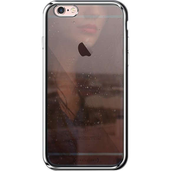 Luxendary Fille derrière la Conception de la Fenêtre Transparente Ultra Slim Cas Clair avec Finition Crome pour iPhone 6/6S
