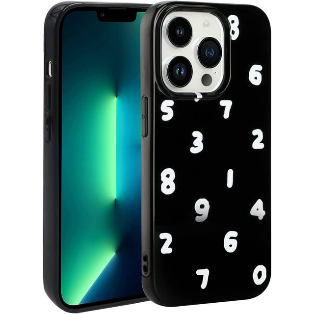 Phone Case for iPhone 13 Pro Max, Kawaii TPU Bumpers Back Case Protection Phone Case Cover for iPhone 13 Pro Max 2021 (6.7 Inch), Black Numbers
