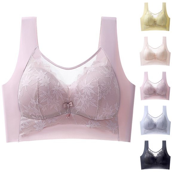 HVOBTTY Womens Bras Comfortable, Bras for Women Plus Size, Women's Comfortable and Comfortable Adjustable Gathering Breathable Bra Underwear Daily Bra Black, XXL