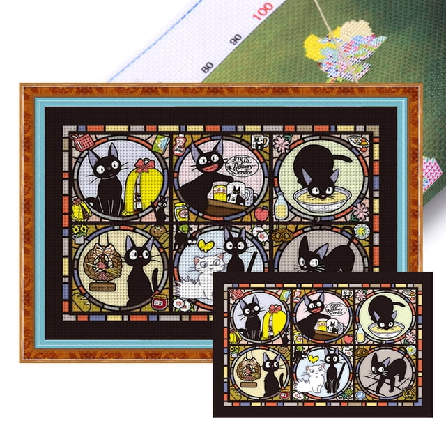 Hilo Algodón Ecológico Bordado 11CT 3 Hebras Impresión 60x42cm Servicio Entrega Kiki Kit Serie Dibujos Animados Jiji Punto Cruz