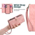 thumbnail image 5 of Dteck for Samsung Galaxy A52 Wallet Case with Card Holder, Detachable Magnetic Phone Case with Zipper Pocket PU Leather Wallet Phone Case for Galaxy A52 for Women Men with Wrist Strap,Pink, 5 of 6