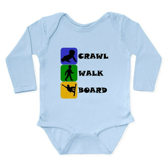 CafePress - Crawl Walk Board Body Suit - Long Sleeve Cotton Baby Bodysuit