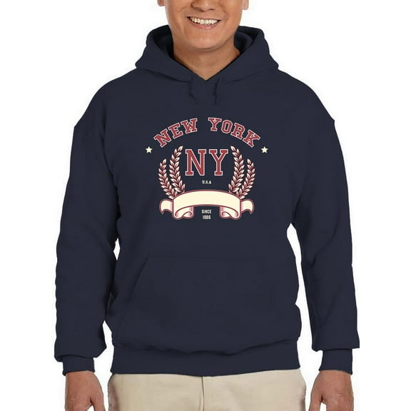 New York Garland W Banner Hoodie Men -Image by Shutterstock, Male Large