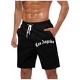 thumbnail image 3 of Mceream Beach Shorts for Men Summer Elastic Waist Letter Print Vacation Golf Shorts with Drawstring and Pockets Quick Dry Swim Trunks Black XXL, 3 of 5