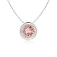 thumbnail image 1 of Angara Collier en Morganite Naturel - Pendentif Solitaire Rond en Morganite avec Lunette en Or Blanc 14K pour Femmes, 1 of 8