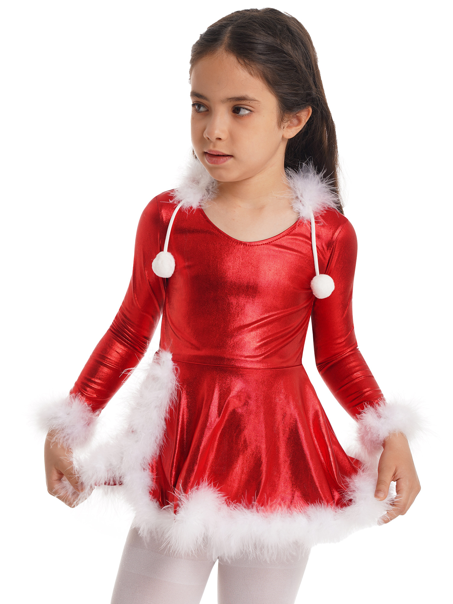 iiniim Kids Girls Red Christmas Costume Hooded Dress Ballet Figure ...