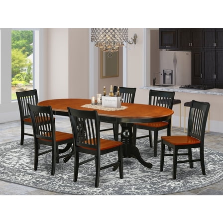 French Dining Set 7 Piece - Oval Table w/ Butterfly Leaf & 6 Chairs - Black Cherry Finish