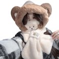 thumbnail image 2 of YAOBAMM Scarf Hat Set Winter Bear Ear Hat Adorable Soft Thickened Cold Proof Ear Protection Beanie, 2 of 7