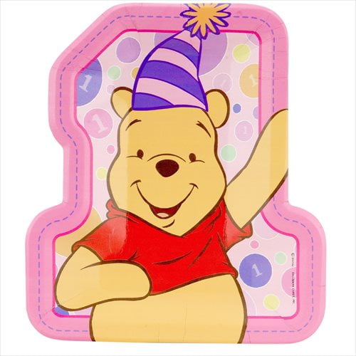 Winnie the Pooh Girl's 1st Birthday Shaped Paper Plates (8ct) Winnie the Pooh Girl's 1st Birthday Shaped Paper Plates (8ct)
