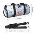 thumbnail image 4 of Xecao Cute Chameleons On Blue print Round Travel Duffel Bag is a foldable gym bag with an inner pocket, perfect for travel sports, 4 of 8