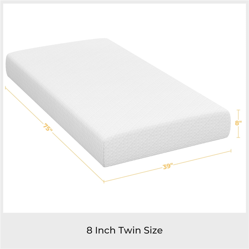 Yaheetech 8 Inch Twin Size Gel Memory Foam Mattress, Medium Firm, Green Tea Infused