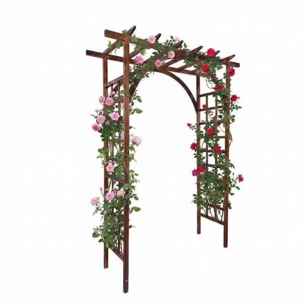 Garvee arco de jardín de madera de 85 pulgadas, fabricado en abeto sólido con enrejado para plantas trepadoras, ideal para bodas, patio, jardín y decoración exterior