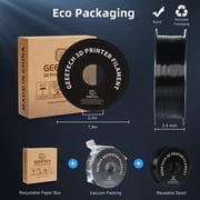 GEEETECH Black PETG 3D Printer Filament 1.75mm, Dimensional Accuracy +/-0.03mm, 1kg (2.2lbs) , 1080 Feet （330m）per Roll, Vacuum Packaging, Toughness Enhanced, Fit for Most 3D FDM Printer