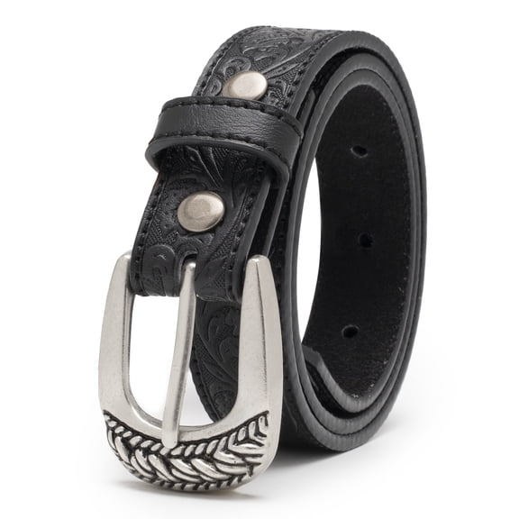 Boys Belt 1inch Leather Cowboy Cowgirl Belts with Kids Detachable Buckle for Jeans Western Gifts Western