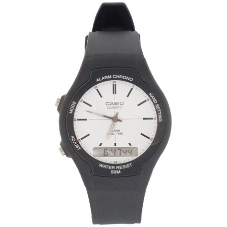 Black Rubber Watch - Casio Men's AW-90H-7EV Core Black Rubber Quartz with White Dial Watch