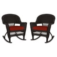 thumbnail image 1 of Pemberly Row Wicker Rocker Chair in Black with Red Cushion (Set of 2), 1 of 9