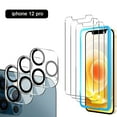 thumbnail image 1 of protectores de pantalla y 3 protectores de lente de cámara compatibles con iPhone 12 Pro/12 Pro Max/12 mini, vidrio templado, fácil instalación del marco, ultrafino HD, 1 of 8