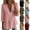 Pink, variant on SBYOJLPB Women's Solid Color Tops 3/4 Sleeve Cotton-linen V-neck Pullover Top