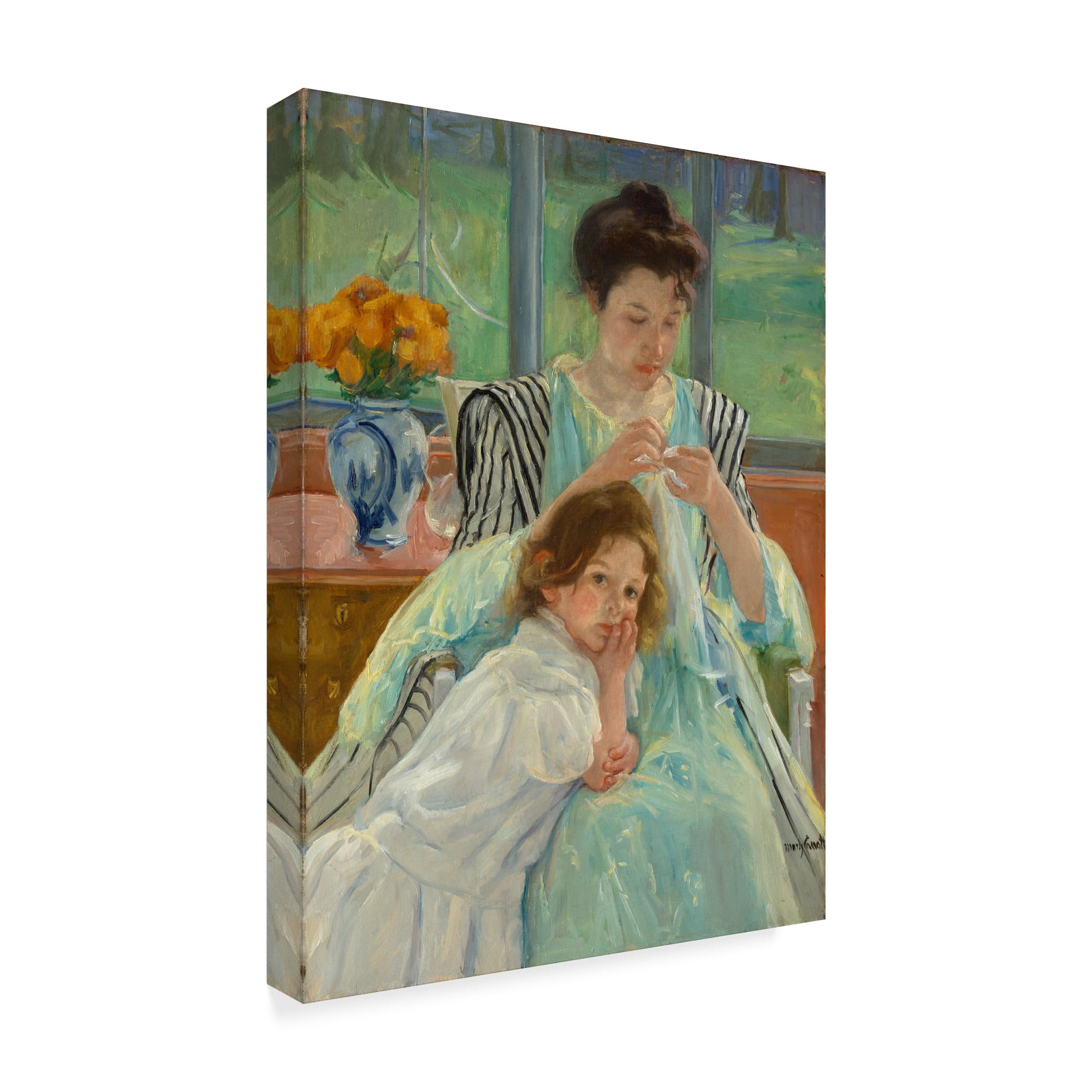 Trademark Fine Art 'Young Mother Sewing' Canvas Art by Mary Stevenson Cassatt