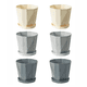 thumbnail image 1 of 6 Pcs Macetas De Plastico Pequeñas Con Separador De Agua Gris/Blanco, 1 of 5