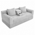 thumbnail image 4 of 72" Corduroy Convertible Sleeper Sofa Bedwith Cup Holders & Pillows, 2-in-1 Folding Lounge Couch, No Assembly Space-Saving Sofa Bed for Living Room, 4 of 11