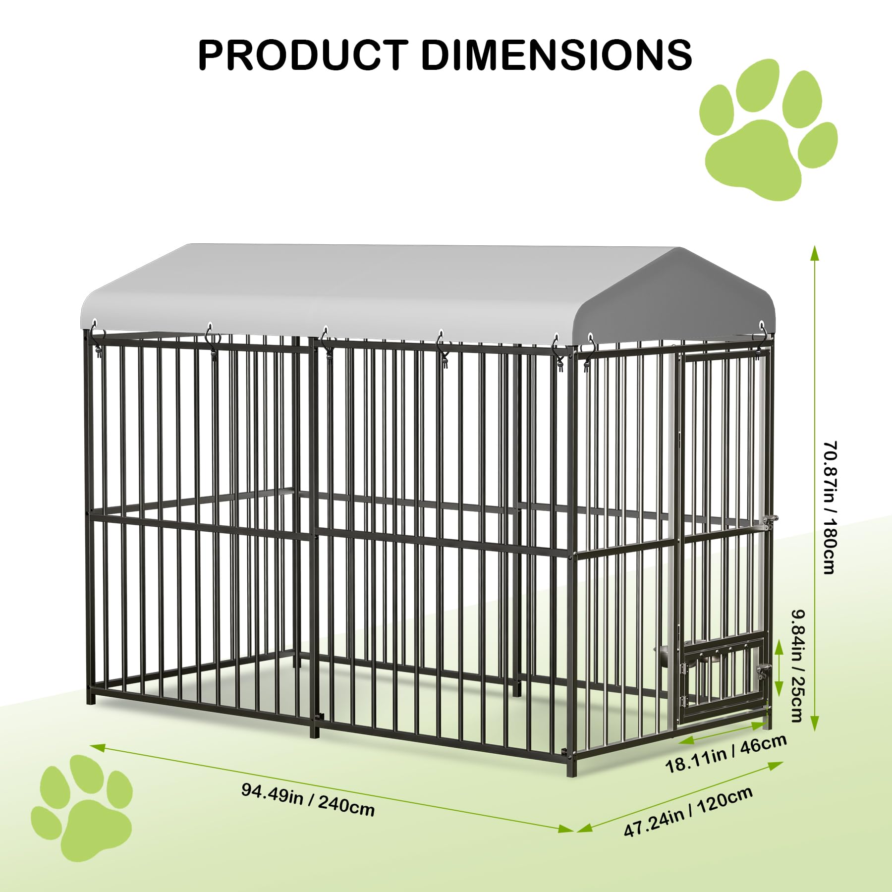 Large Dog Kennel Outdoor, Heavy Duty Outside Dog Kennel Pet Pens Dogs Run Enclosure with Anti-UV Waterproof Cover, Lockable Door for Medium to Small Dog