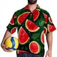 thumbnail image 4 of Watermelon Men's Short Sleeve Hawaiian Beach Poplin Shirt Casual Printed Button Down Summer Unisex Shirt, 4 of 6