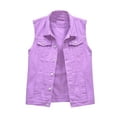 thumbnail image 3 of Frontwalk Ladies Casual Button Down Jean Vest Women Tassels Denim Distressed Vests Summer Plus Size Sleeveless Jackets, 3 of 9