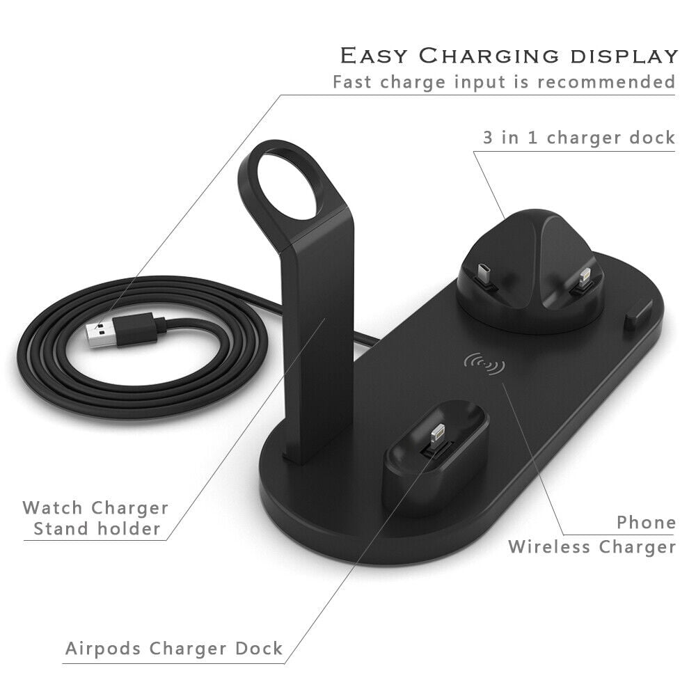Wireless Charger Stand, 4 in 1 Wireless Charging Station for All Apple Watch Series, AirPods Pro 3/2/1, iPhone 14/14 Plus/13/12/11 Pro/Pro Max/X/XS Max,Samsung Phone