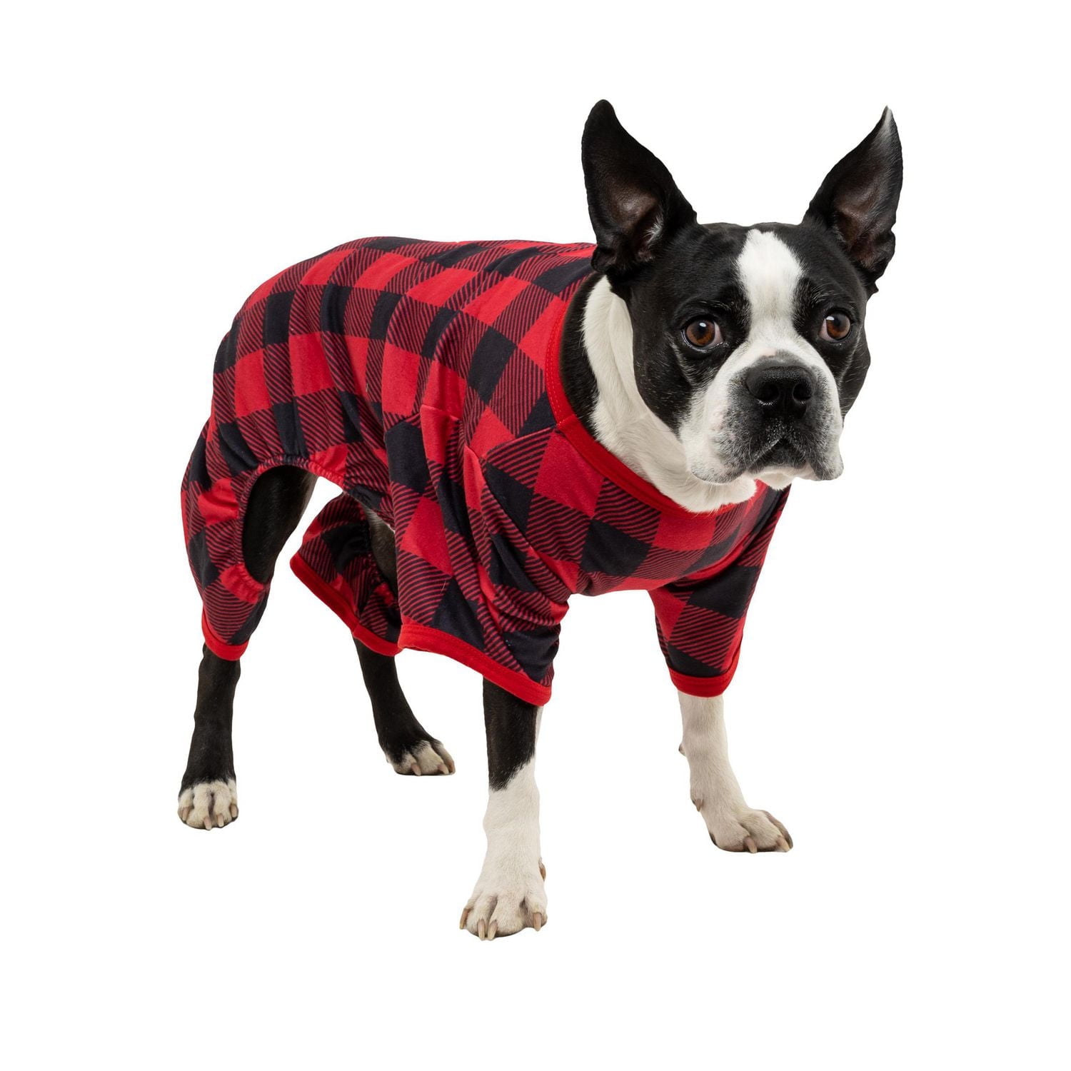 Vibrant Life Checkered Pet Holiday PJ for Pets - Dog and Cat Pajamas - Red