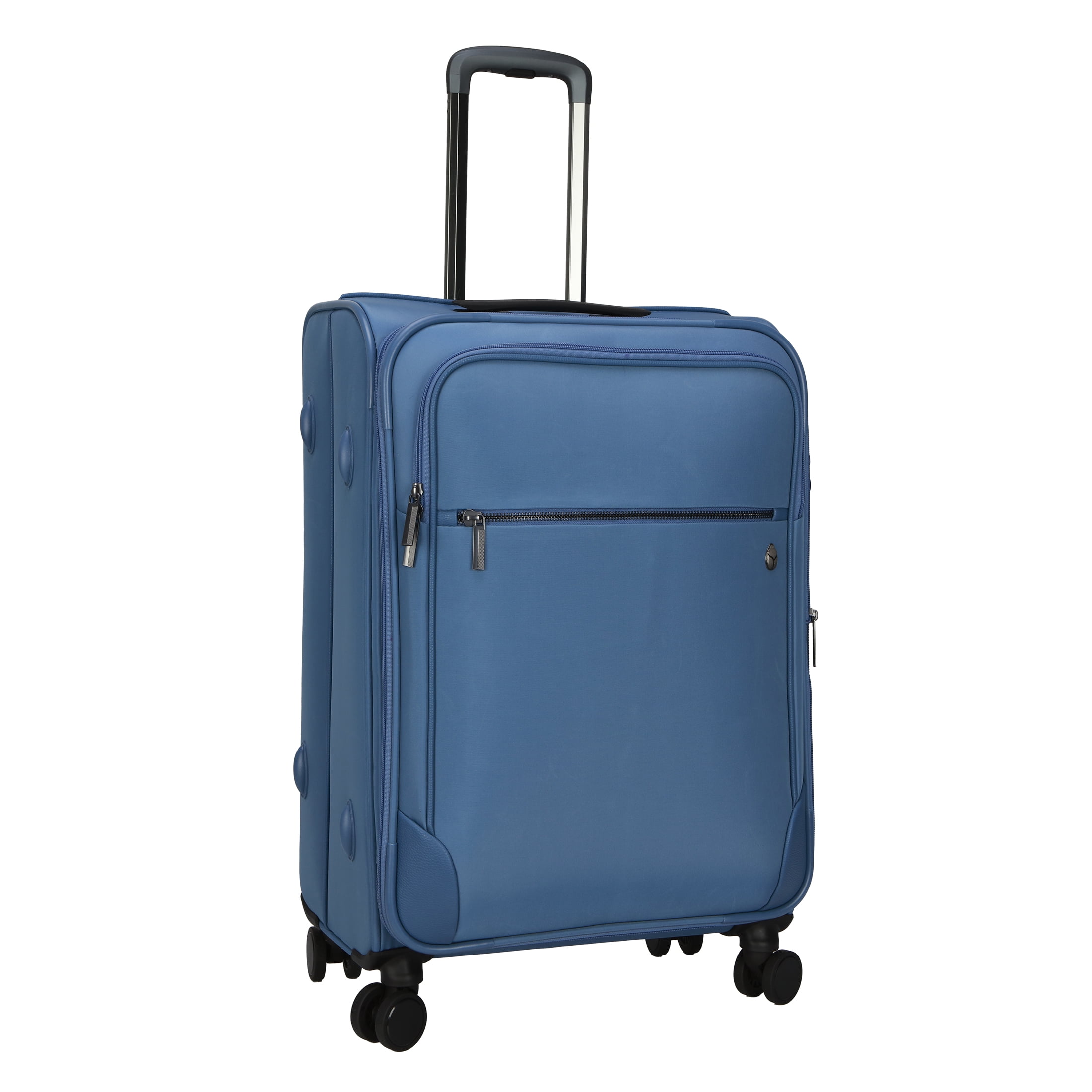 btL 24-inch Checked Expandable Nylon Softside Checked Upright Luggage With 360-Spinner Wheels and Divider Pockets, Blue Shadow