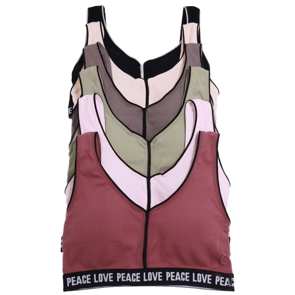 Angelina Women's Seamless Wire-free Bralette with Love Peace Print (6-Pack)
