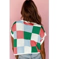 thumbnail image 2 of Women's Dark Green Color Block Cap Sleeve Sweater - Edgy and Elegant Style | (US 20-22)2XL, 2 of 12