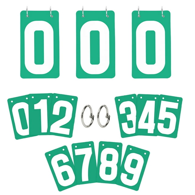TOPTIE 4 Sets PVC Number Cards, Plastic Portable 0-9 Flip Scorekeeper, 3-1/8" x 5-1/2"-Green