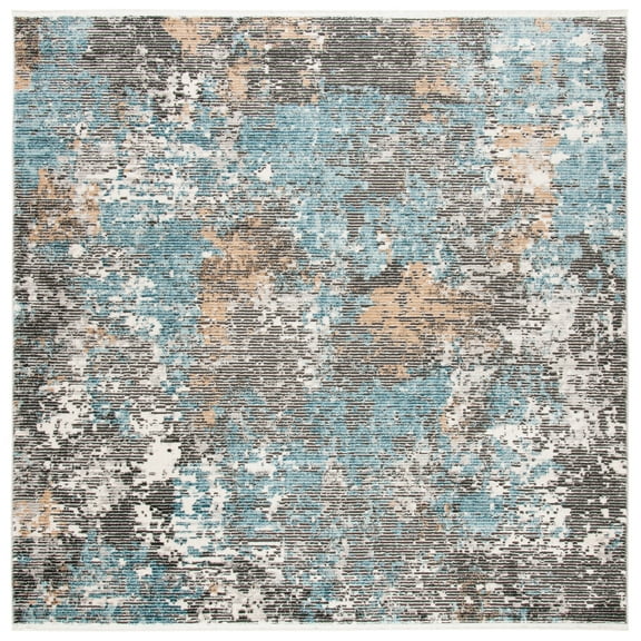 SAFAVIEH Shivan Aindreas Abstract Area Rug, Grey/Blue, 6'7" x 6'7" Square