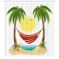 thumbnail image 3 of Ambesonne Graphic Beach Shower Curtain, Hammock Between Palms, 69"Wx84"L, Multicolor, 3 of 3